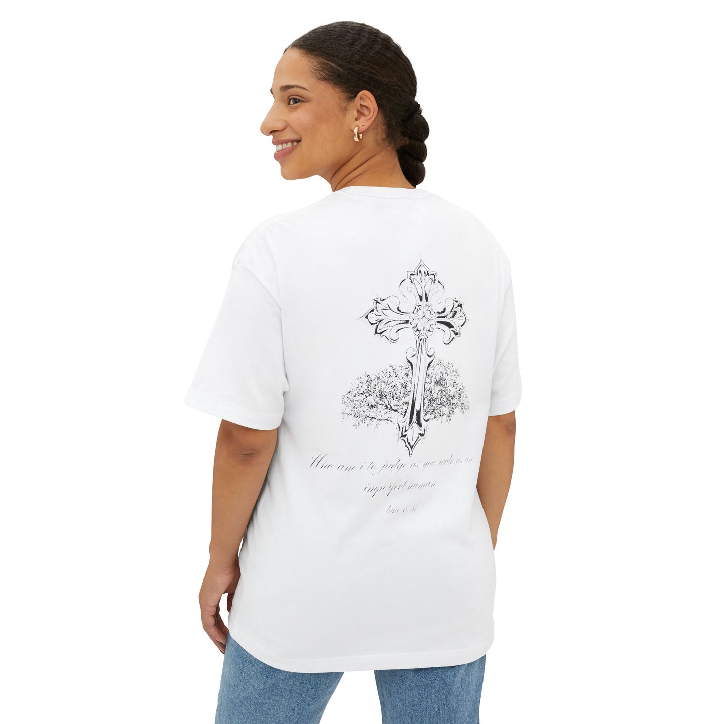 Oversized Boxy White EmbraceThoughts Shirt