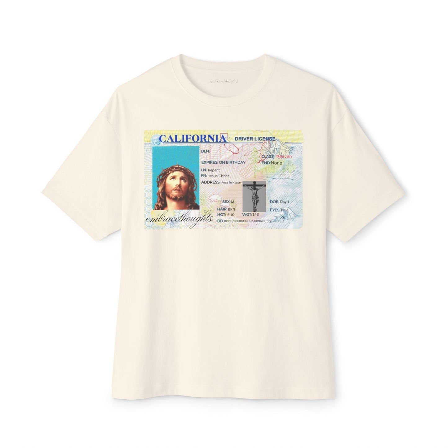 Oversized Embrace Thoughts Jesus ID Card Shirt