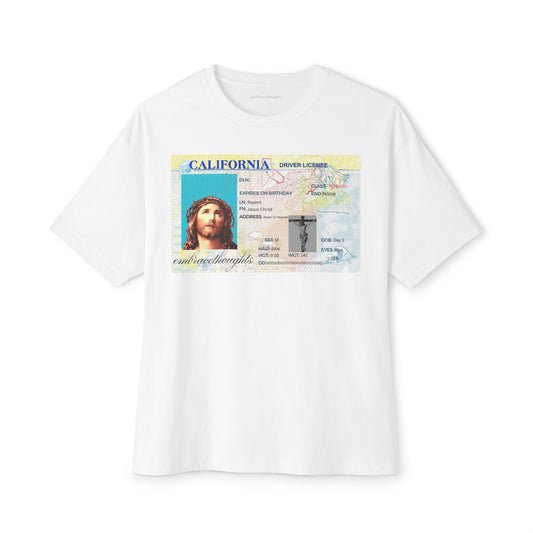 Oversized Embrace Thoughts Jesus ID Card Shirt