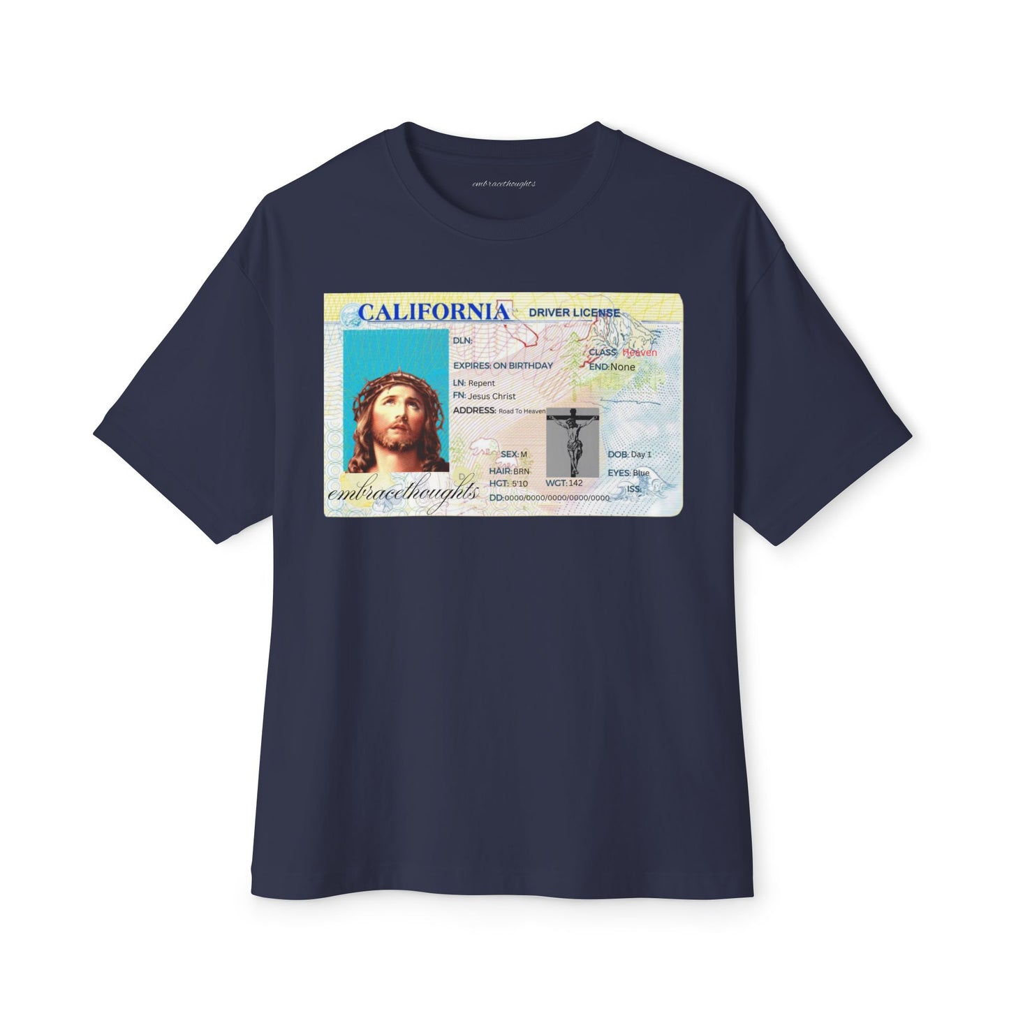 Oversized Embrace Thoughts Jesus ID Card Shirt